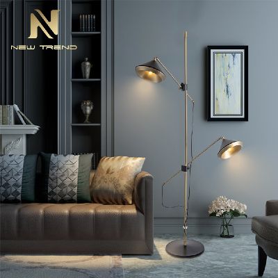 Hot sale hotel guest room bedroom iron gold black adjustable led floor light FH0066