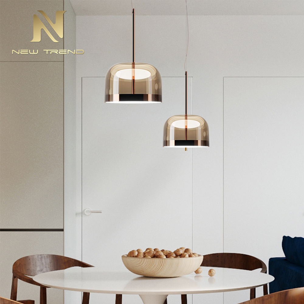 High quality Restaurant Bedroom art ceiling surface mounted amber glass LED pendant light PA0096