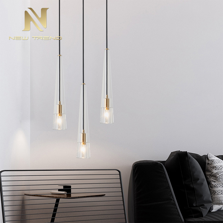 High quality indoor decoration hanging light brass color crystal led pendent light PC0018