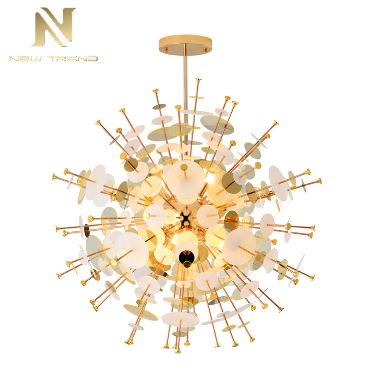 New product indoor home shop decoration iron acrylic round ball modern led pendant light PDN8721