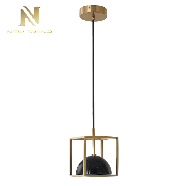 indoor shop restaurant home decoration lighting iron frame cube led Marble chandelier PC0023