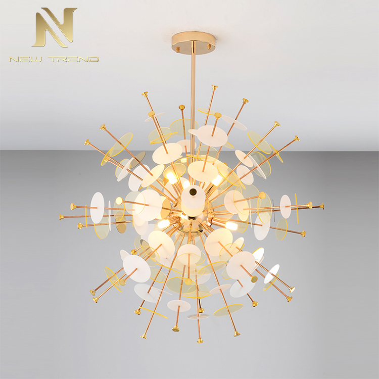 New product indoor home shop decoration iron acrylic round ball modern led pendant light PDN8721