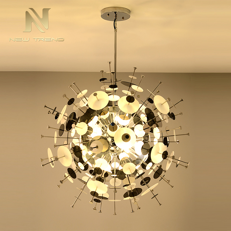 New product indoor home shop decoration iron acrylic round ball modern led pendant light PDN8721