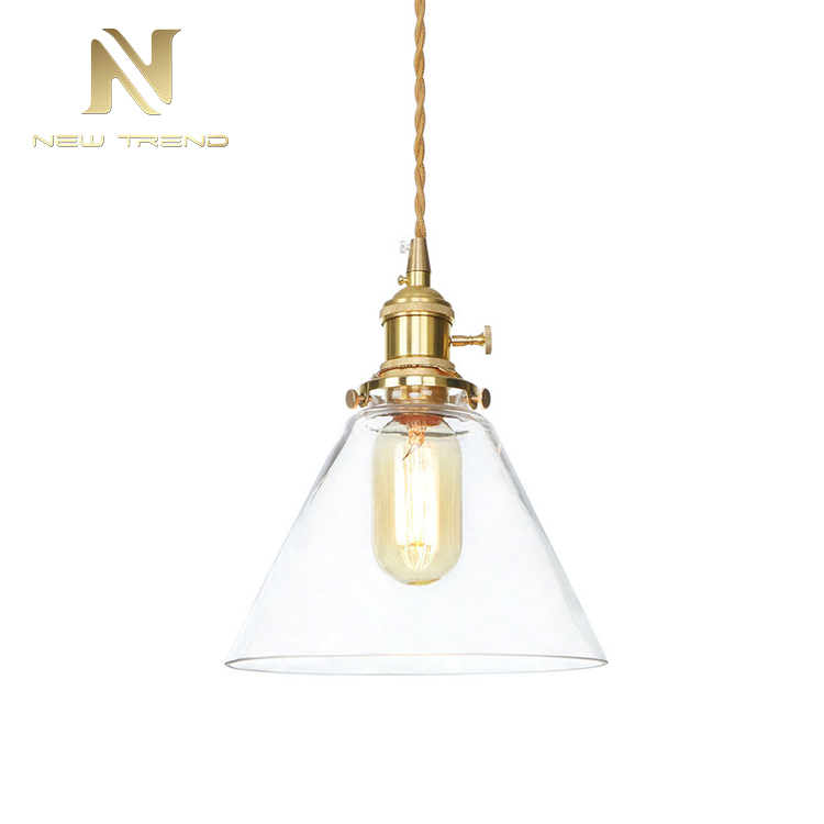 Modern Indoor decoration Restaurant ceiling hanging lighting copper glass led Pendant Lamp PF00284