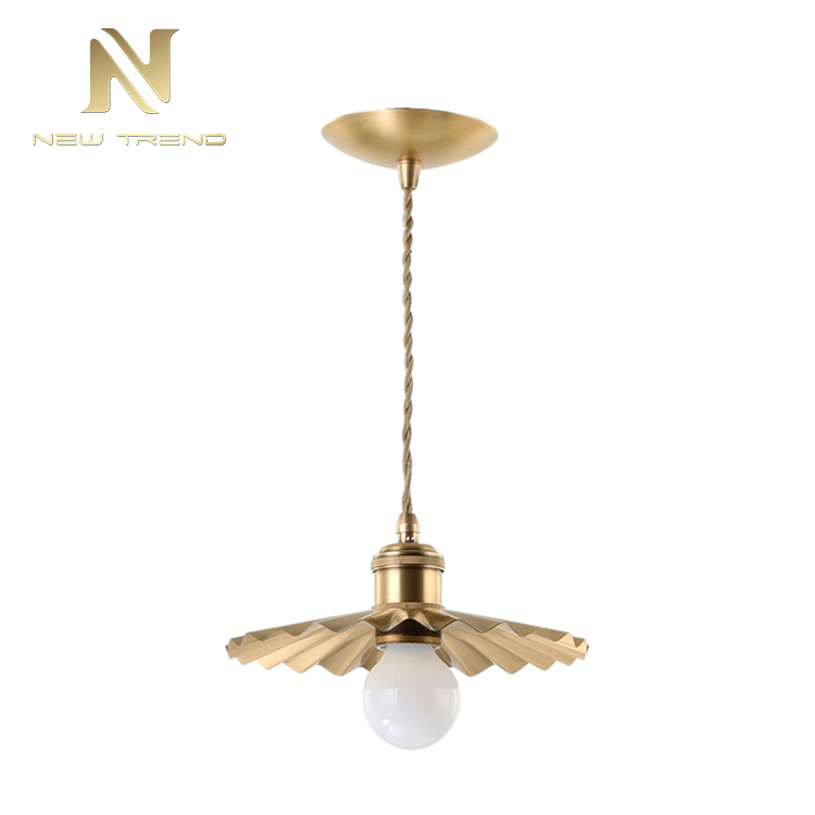 Brass single head chandelier Nordic copper modern living room Retro led pendant lamp PF00283