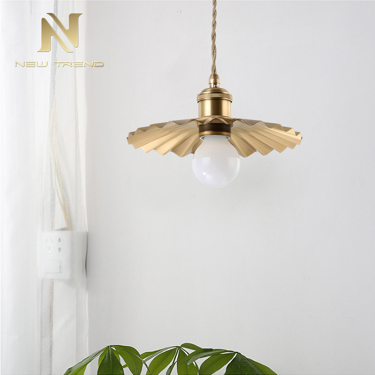 Brass single head chandelier Nordic copper modern living room Retro led pendant lamp PF00283