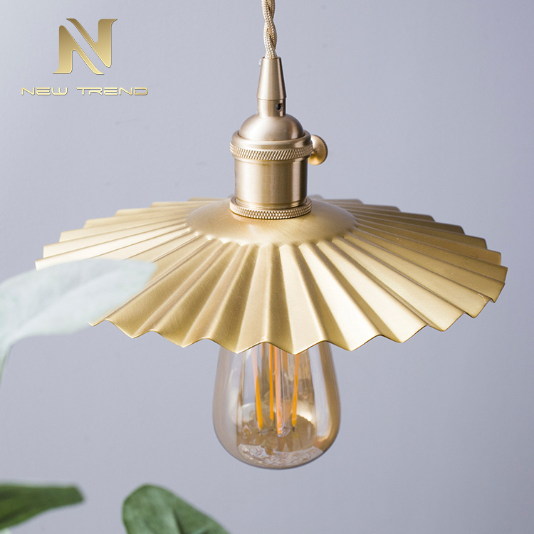 Brass single head chandelier Nordic copper modern living room Retro led pendant lamp PF00283