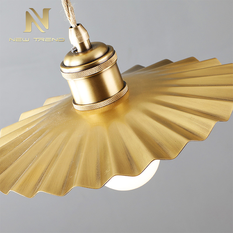 Brass single head chandelier Nordic copper modern living room Retro led pendant lamp PF00283