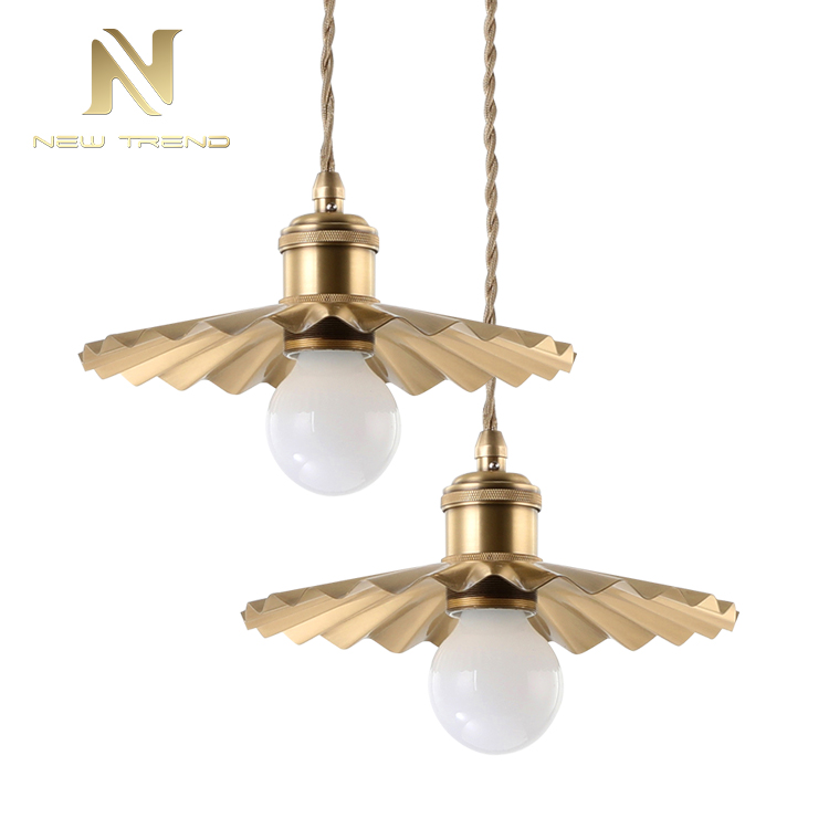 Brass single head chandelier Nordic copper modern living room Retro led pendant lamp PF00283