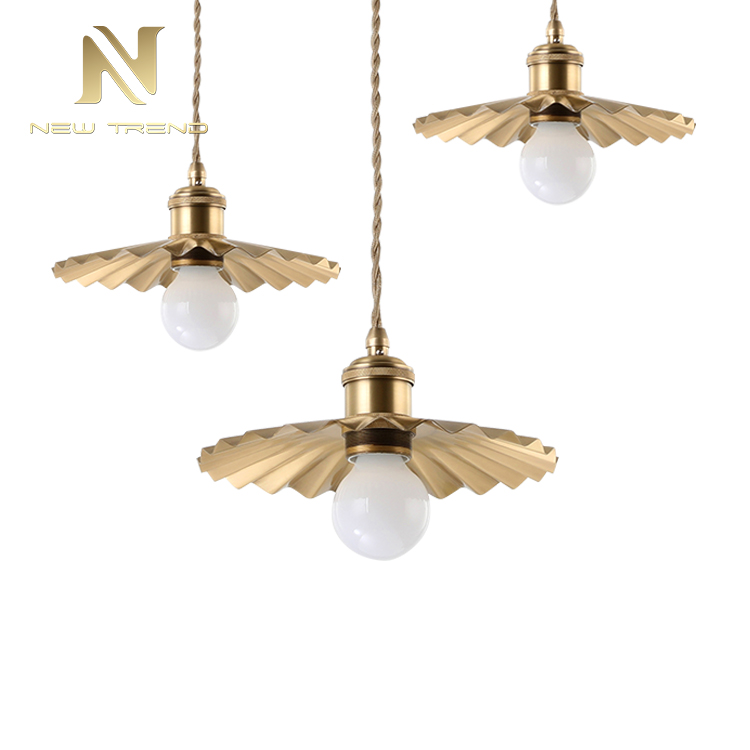 Brass single head chandelier Nordic copper modern living room Retro led pendant lamp PF00283