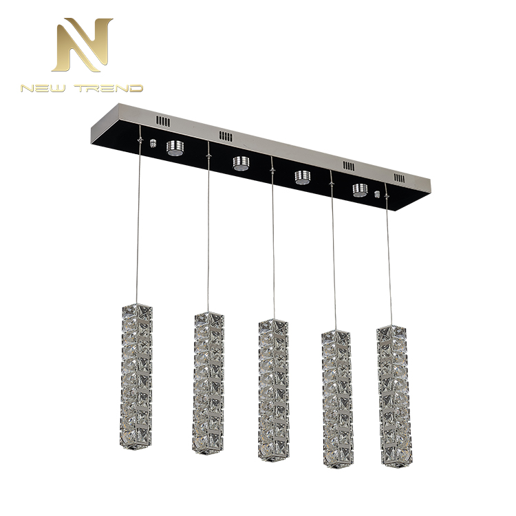 High quality stainless steel crystal pendant lamp column led chandelier PF00288