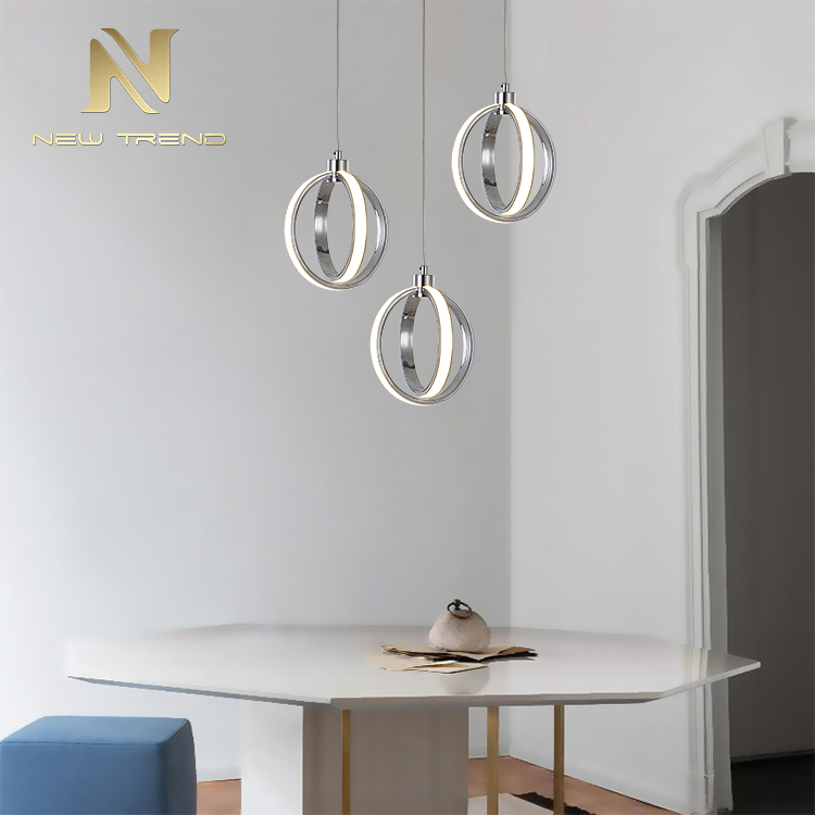 Low price home decoration chandelier led light strip double across rings pendant lamp DJ0016