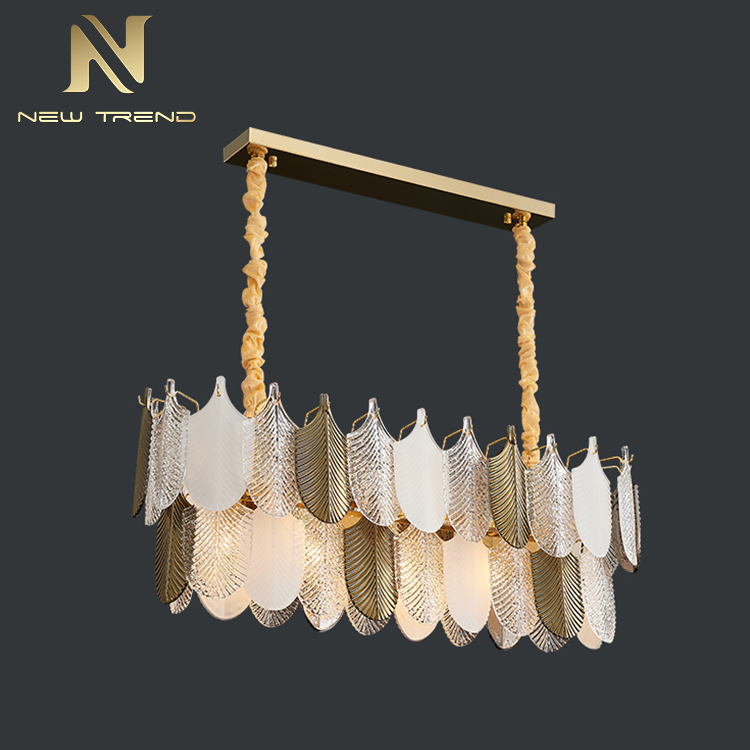 Unique design indoor living room dinning room decoration lighting iron glass led chandelier PYM8017