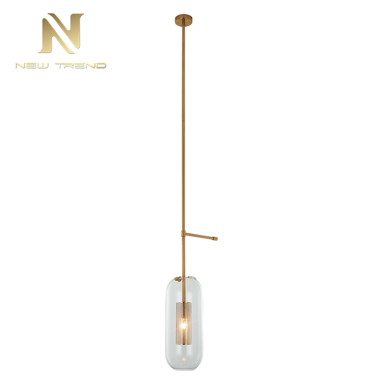 Simple design led chandelier decorative living room bedroom metal glass pendent lamp PQ0017