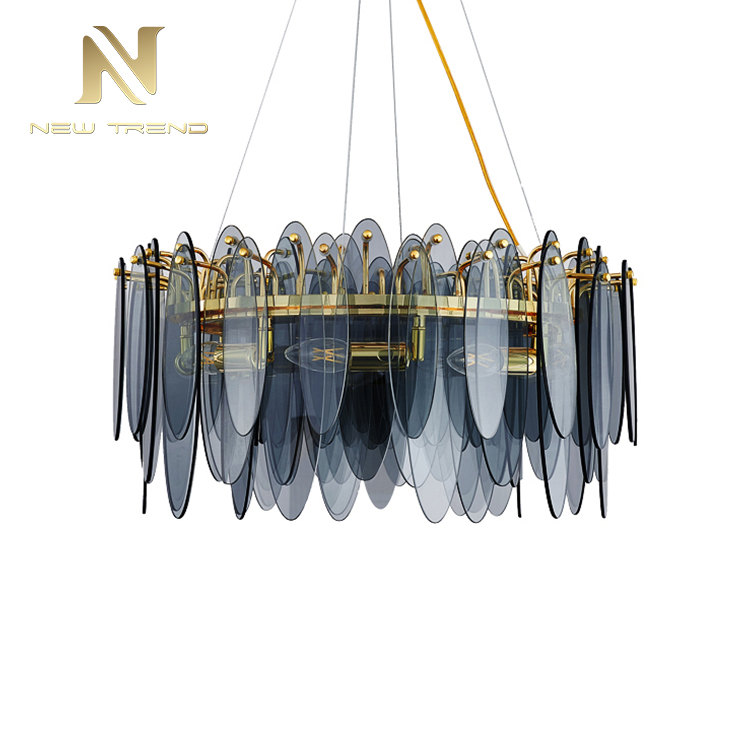 New product indoor decoration lighting iron glass modern led chandelier PYM8017