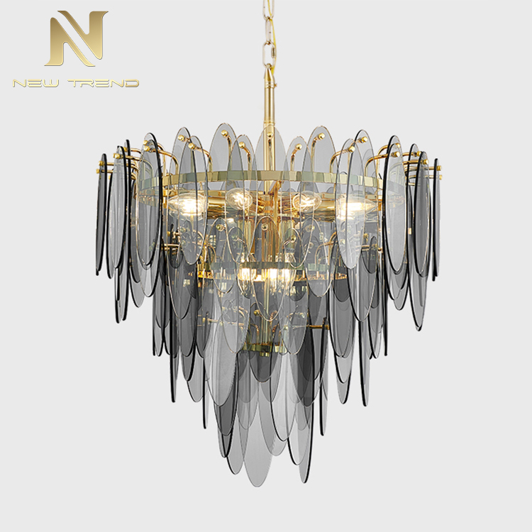 New product indoor decoration lighting iron glass modern led chandelier PYM8017