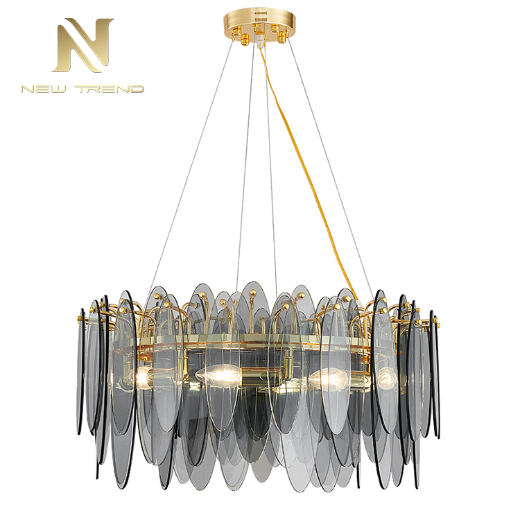 New product indoor decoration lighting iron glass modern led chandelier PYM8017