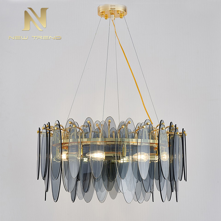 New product indoor decoration lighting iron glass modern led chandelier PYM8017