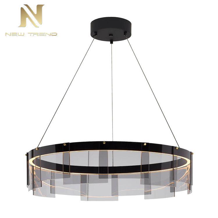 High quality residential decoration black color aluminum ring frame modern led pendant light PYQ8245