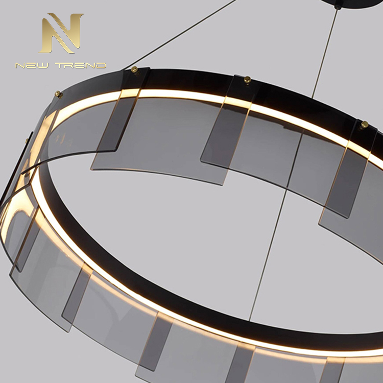 High quality residential decoration black color aluminum ring frame modern led pendant light PYQ8245