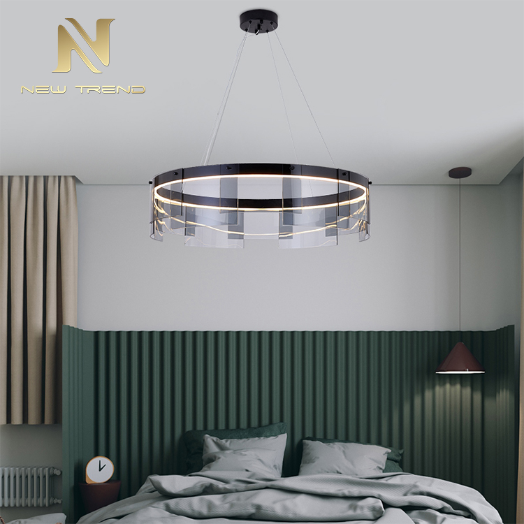 High quality residential decoration black color aluminum ring frame modern led pendant light PYQ8245