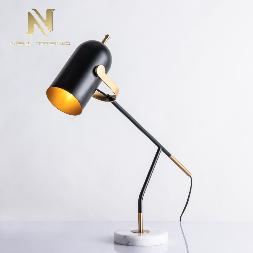 New design modern marble iron living room decoration gold black table lamp TH0059