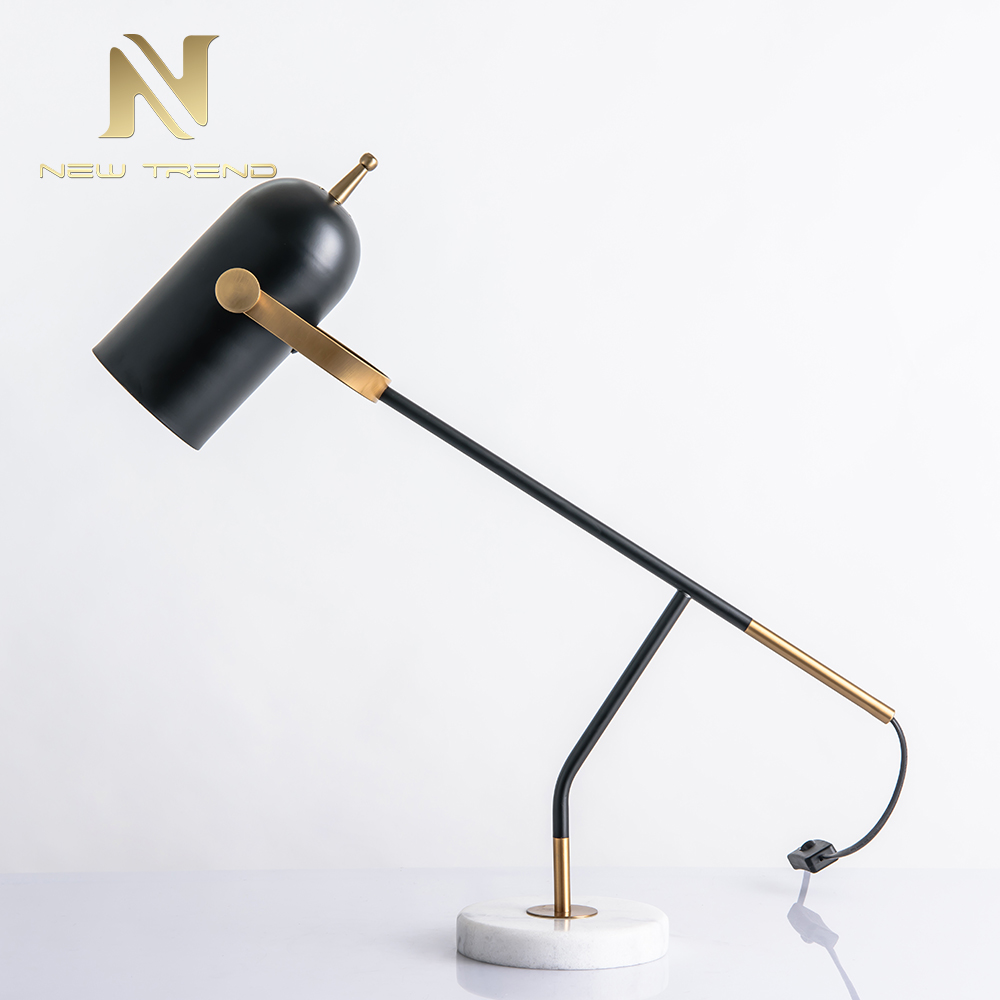 New design modern marble iron living room decoration gold black table lamp TH0059