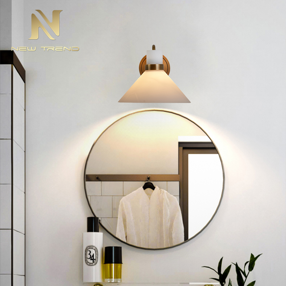 Simple style indoor lamp for bedroom living room bathroom glass lampshade iron wall lamp WC0024