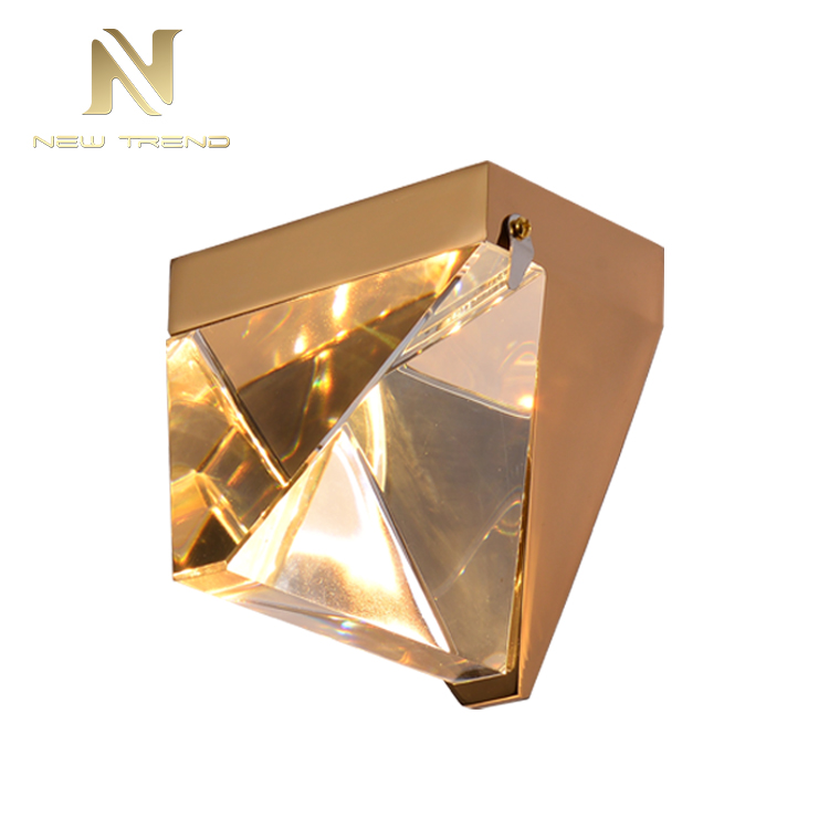 Good quality decorative livingroom bedroom gold color iron crystal led wall light WM0018