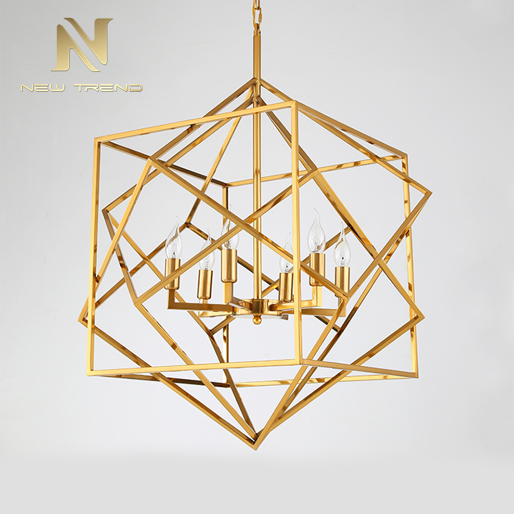 High quality indoor decoration gold color iron frame led chandelier pendant lamp DK00300