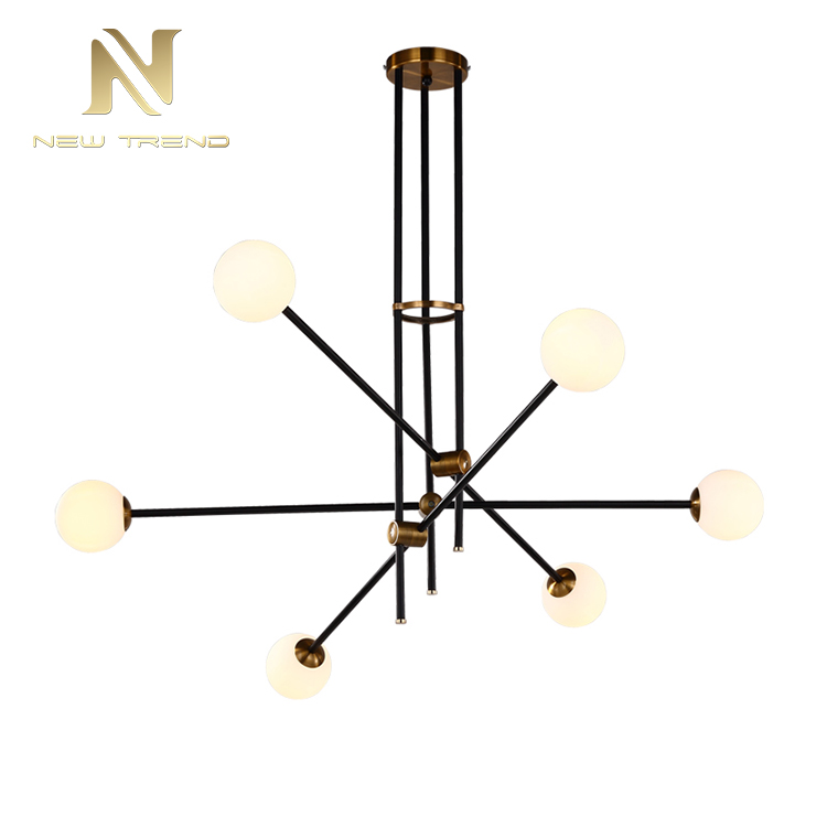 Antique style industrial pendant lighting metal black vintage glass chandelier DX00304