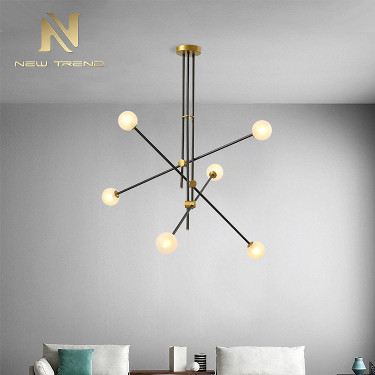 Antique style industrial pendant lighting metal black vintage glass chandelier DX00304