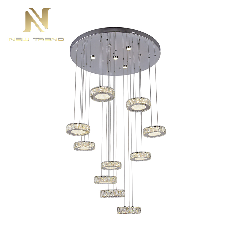 New product residential decoration lighting stainless steel base crystal led pendant lamp PF00307