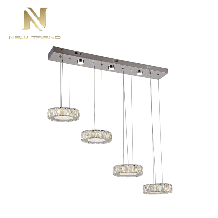 New product residential decoration lighting stainless steel base crystal led pendant lamp PF00307