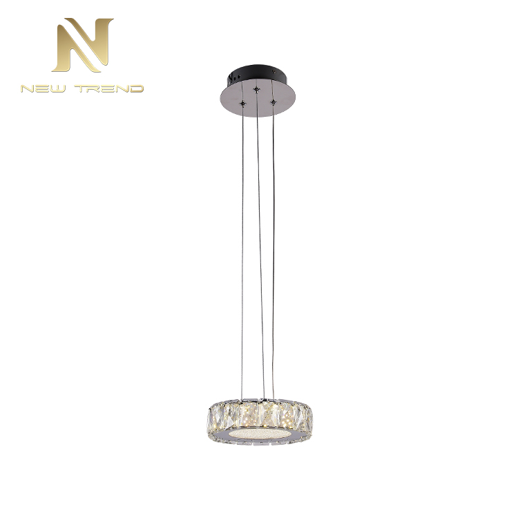 New product residential decoration lighting stainless steel base crystal led pendant lamp PF00307