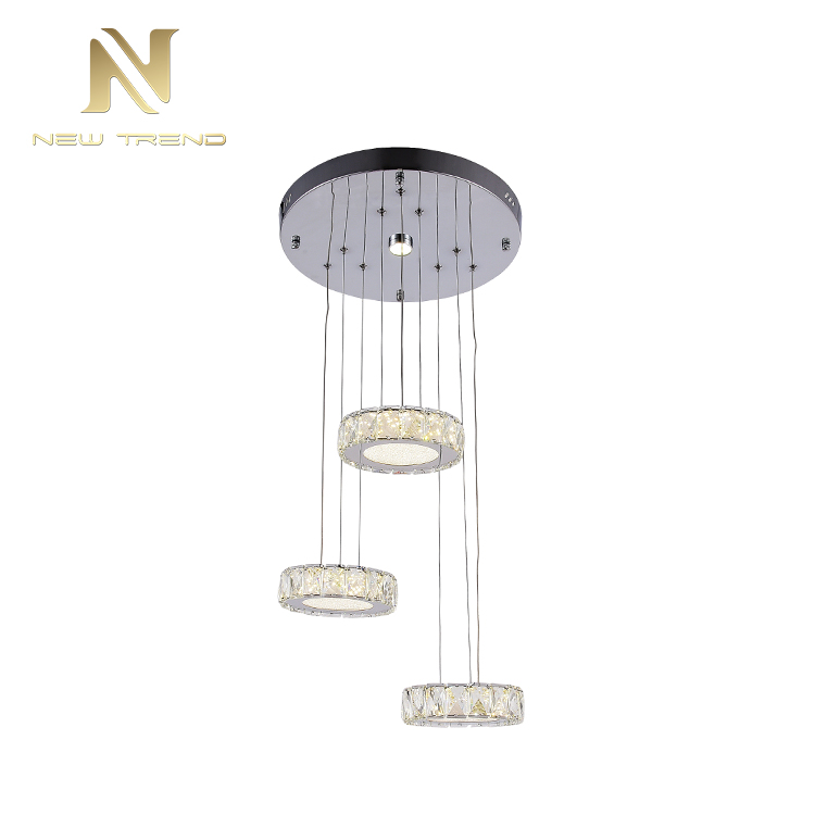 New product residential decoration lighting stainless steel base crystal led pendant lamp PF00307