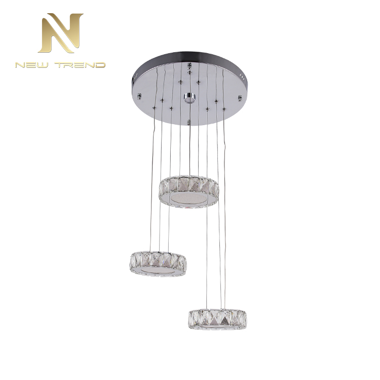 New product residential decoration lighting stainless steel base crystal led pendant lamp PF00307