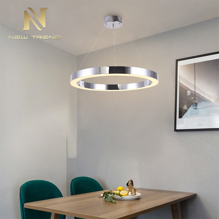 Contracted style decoration fixtures ring shape stainless steel acrylic led pendant lamp PM0040