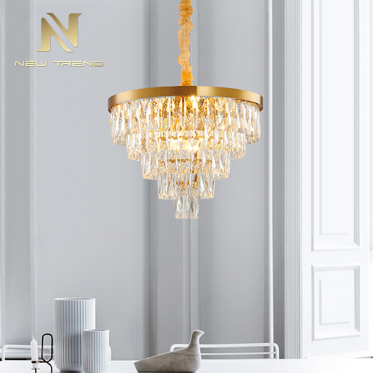 Unique design residential decoration modern chandelier metal crystal led pendant light PO00405