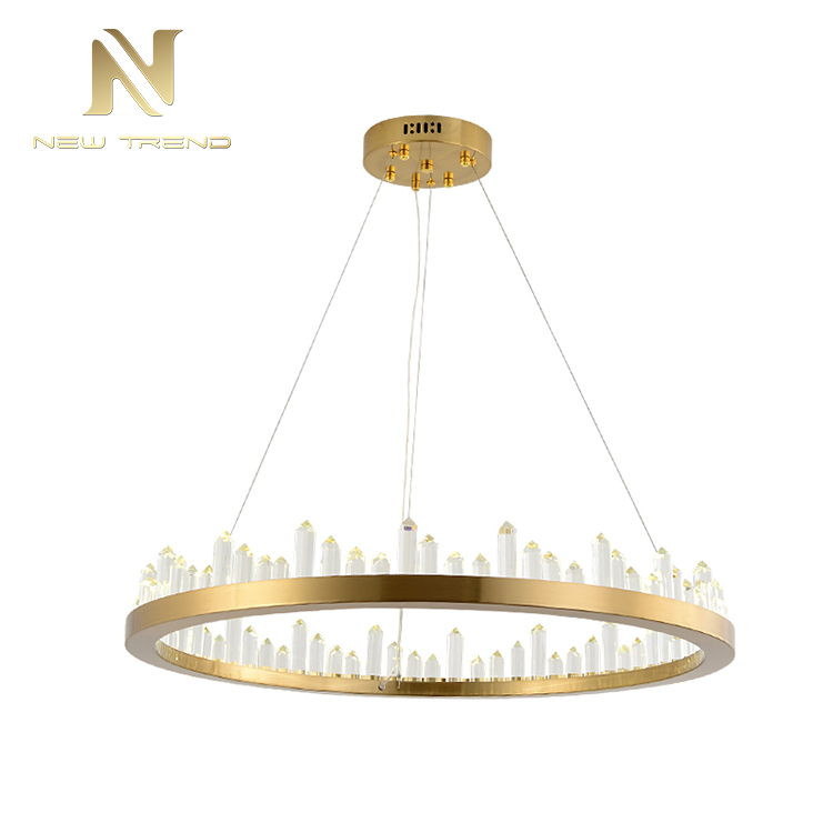 Contemporary residential decoration lighting metal ring crystal led pendant lamp PR00303