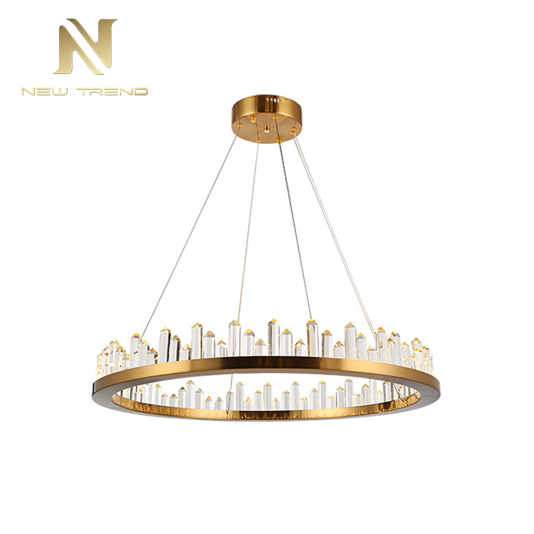 Contemporary residential decoration lighting metal ring crystal led pendant lamp PR00303