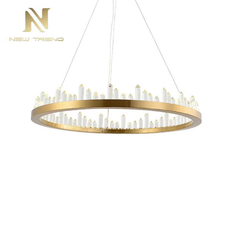 Contemporary residential decoration lighting metal ring crystal led pendant lamp PR00303