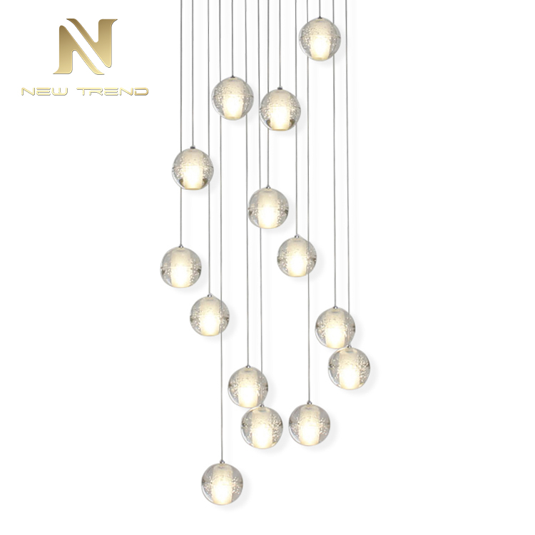 Hotel Villa Mall Indoor Decoration Fixture Crystal Ball Modern LED Pendant Light PY00401