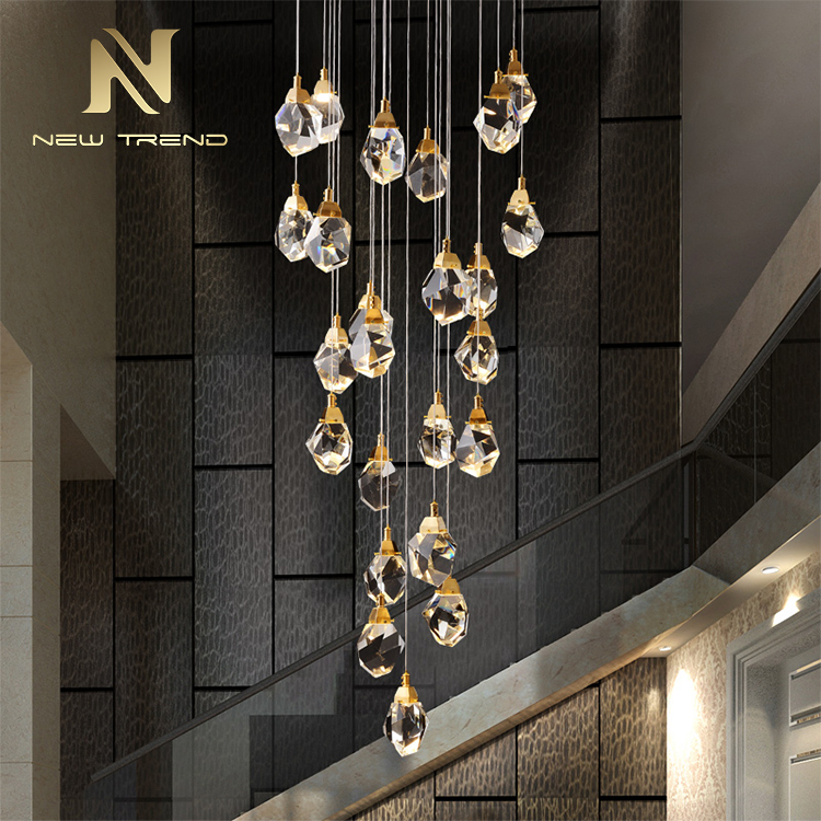 Wholesale interior decoration fixtrues crystal ceiling led chandelier pendant light PR8006