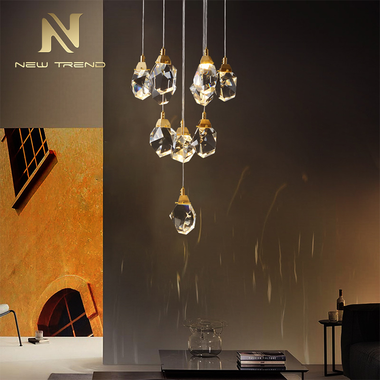 Wholesale interior decoration fixtrues crystal ceiling led chandelier pendant light PR8006