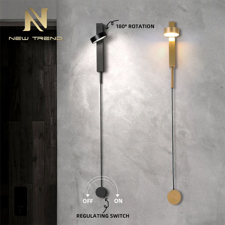 New Design Indoor Decoration Lighting Regulating Switch Gold Iron Modern Led Wall Lamp WG8210