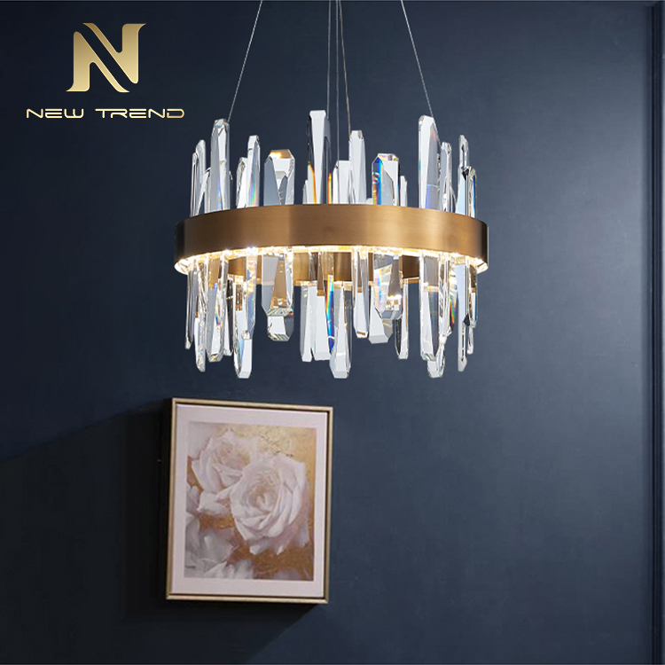 Modern indoor living room dinning room decoration stainless steel crystal led pendant lamp DF89302