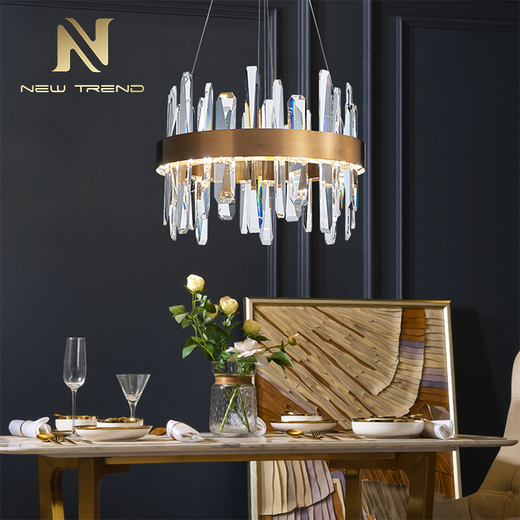 Modern indoor living room dinning room decoration stainless steel crystal led pendant lamp DF89302