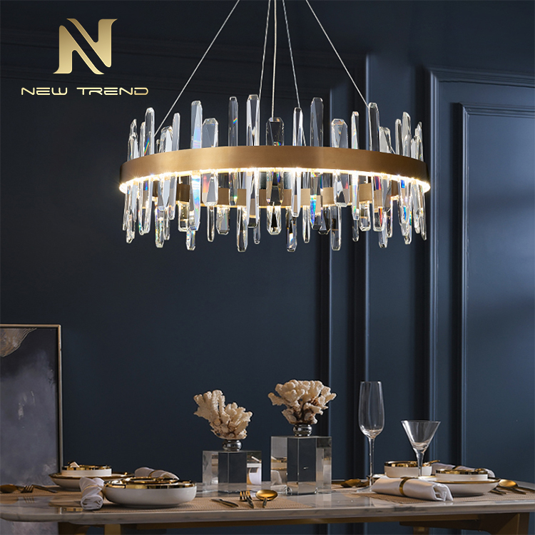 Modern indoor living room dinning room decoration stainless steel crystal led pendant lamp DF89302