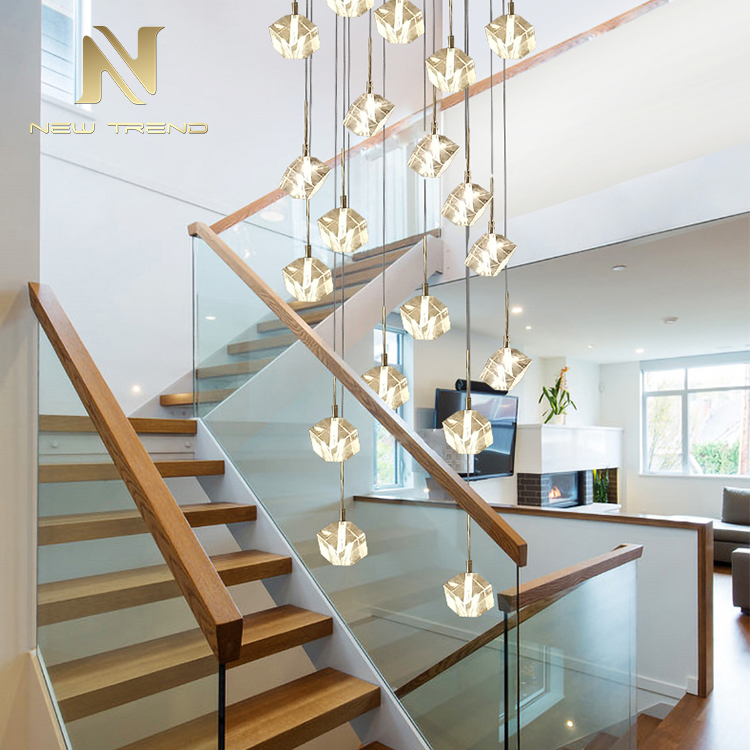 Modern design indoor villa restaurant hall decoration hanging light crystal led chandelier PA86035